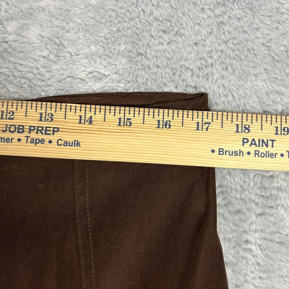 Vtg Microfiber Skirt 12-14 Brown Midi Flared Hem‎ Panel Construction Tea Length